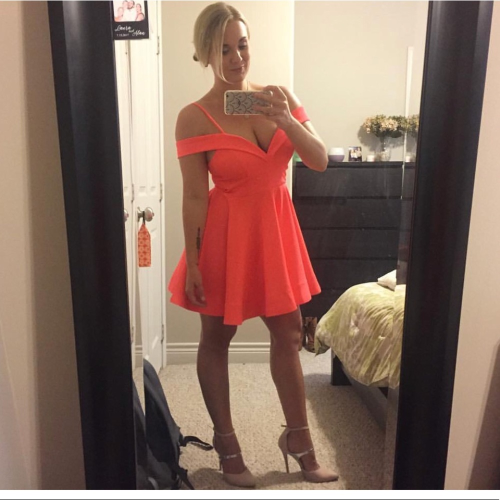 Coral formal cocktail dress